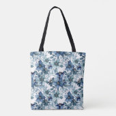 Elegant Blauw Chintz Patroon Monogram Tote Bag (Achterkant)
