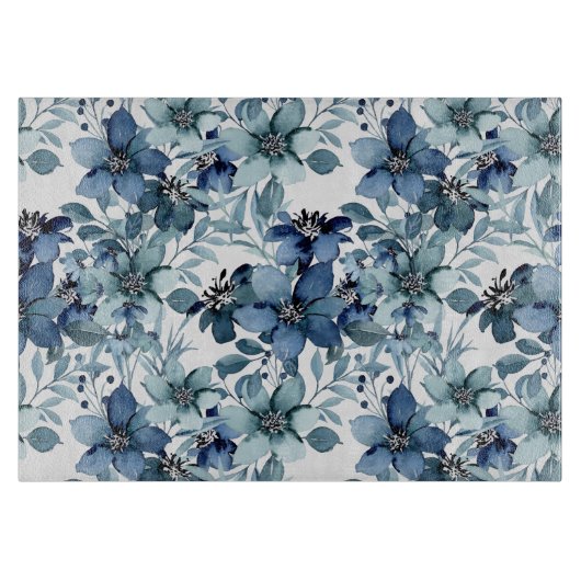Elegant Blauw  Chintz Patroon Snijplank (Voorkant)