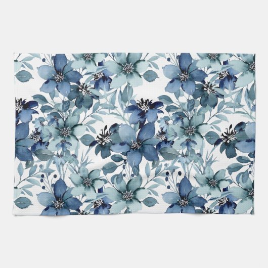 Elegant Blauw Chintz Patroon Theedoek (Horizontaal)