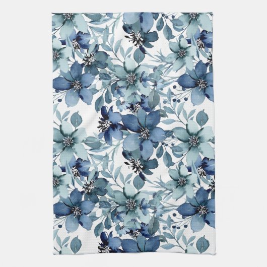 Elegant Blauw  Chintz Patroon Theedoek (Verticaal)