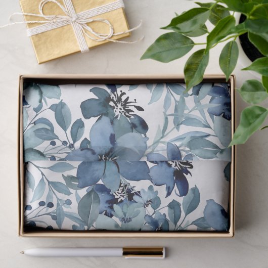 Elegant Blauw Chintz Patroon Tissuepapier (Geschenk)
