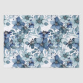 Elegant Blauw Chintz Patroon Tissuepapier (Voorkant)