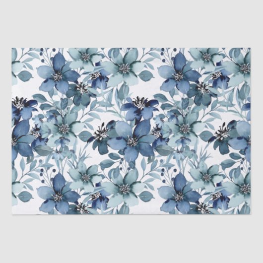 Elegant Blauw  Chintz Patroon Tissuepapier (Voorkant)
