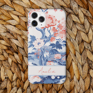 Elegant  Blauw Cream Koraal Bloemen iPhone 15 Pro Max Hoesje