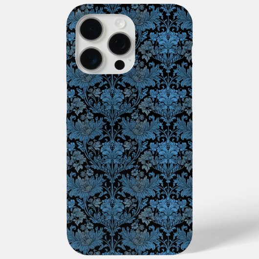 Elegant Blauw Damask -  Barokke Bloemen Case-Mate iPhone Case (Achterkant)