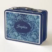 Elegant blauw Damaskpatroon (Achterkant)