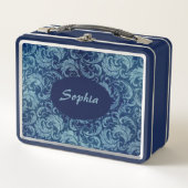 Elegant blauw Damaskpatroon (Voorkant)