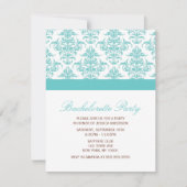 Elegant Blauw Damaskpatroon Bachelorette Party Kaart (Voorkant)