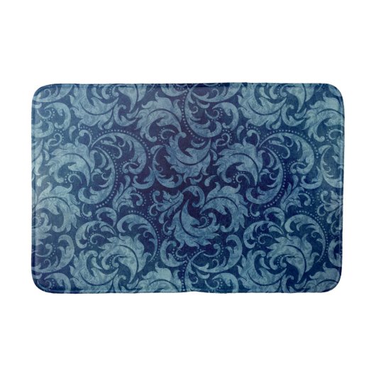 Elegant blauw  Damaskpatroon Badmat (Voorkant)