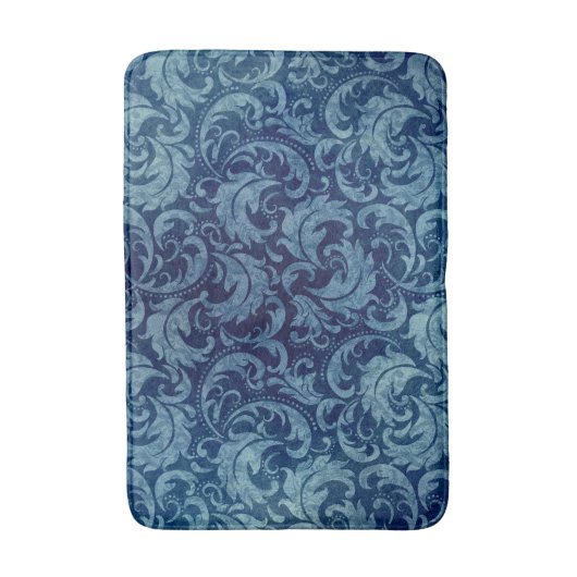 Elegant blauw  Damaskpatroon Badmat (Voorkant Verticaal)
