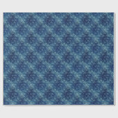 Elegant blauw Damaskpatroon Cadeaupapier (Vlak)