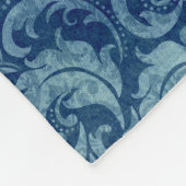 Elegant blauw  Damaskpatroon Fleece Deken (Hoek)
