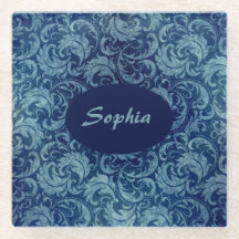 Elegant blauw  Damaskpatroon