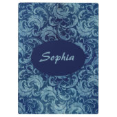 Elegant blauw  Damaskpatroon Klembord (Achterkant)