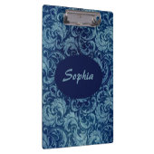 Elegant blauw  Damaskpatroon Klembord (Rechts)