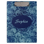 Elegant blauw  Damaskpatroon Klembord (Voorkant)