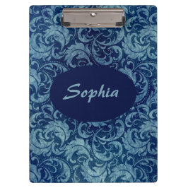 Elegant blauw  Damaskpatroon Klembord