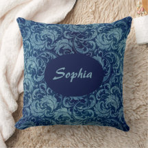 Elegant blauw  Damaskpatroon