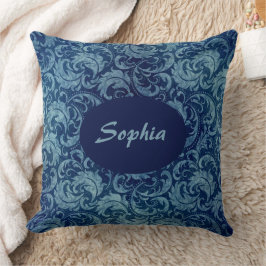 Elegant blauw  Damaskpatroon Kussen