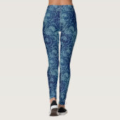 Elegant blauw  Damaskpatroon Leggings (Achterkant)