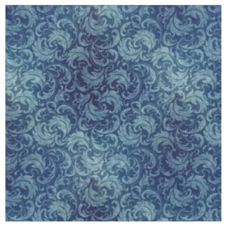 Elegant blauw  Damaskpatroon Stof