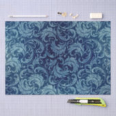 Elegant blauw  Damaskpatroon Tissuepapier (Craft)