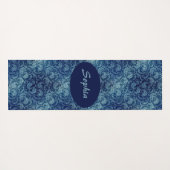 Elegant blauw  Damaskpatroon Yogamat (Achterkant (horizontaal))