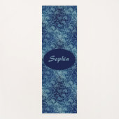 Elegant blauw Damaskpatroon Yogamat (Voorkant)