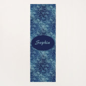 Elegant blauw Damaskpatroon Yogamat (Achterkant)