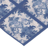 Elegant  Blauw damast herhalen patroon Korte Tafelloper (Hoek)