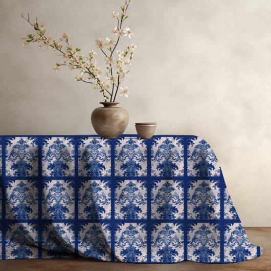 Elegant  Blauw damast herhalen patroon Tafelkleed