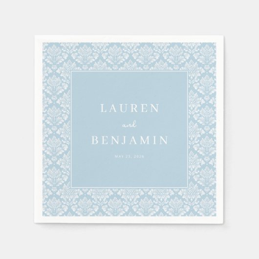 Elegant Blauw Damast Servet (Voorkant)