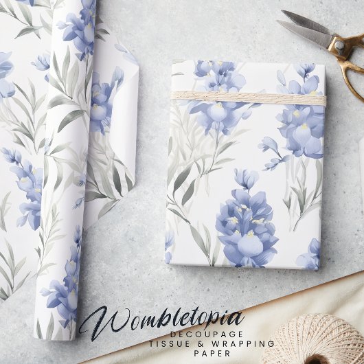 Elegant Blauw Delphinium Bloemen Cadeaupapier