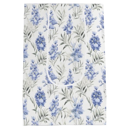 Elegant Blauw Delphinium Bloemen Medium Cadeauzakje (Achterkant)