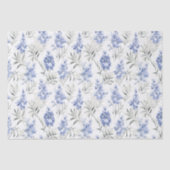 Elegant Blauw Delphinium Bloemen Tissuepapier (Voorkant)