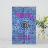 Elegant Blauw denim motief vector print patroon ku Briefpapier (Staand voorkant)