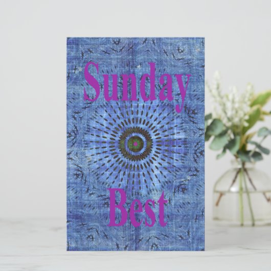 Elegant Blauw denim motief vector print patroon ku Briefpapier (Staand voorkant)