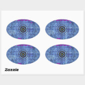 Elegant Blauw denim motief vector print patroon ku Ovale Sticker (Vel)
