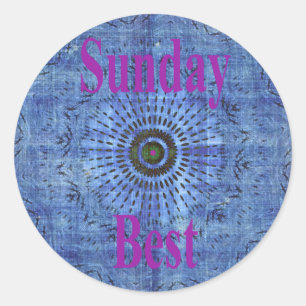 Elegant Blauw denim motief vector print patroon ku Ronde Sticker
