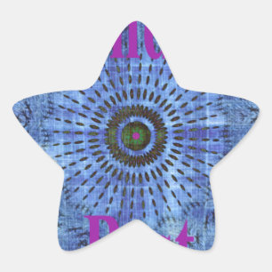 Elegant Blauw denim motief vector print patroon ku Ster Sticker