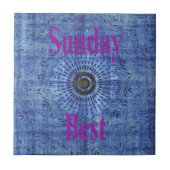 Elegant Blauw denim motief vector print patroon ku Tegeltje (Voorkant)