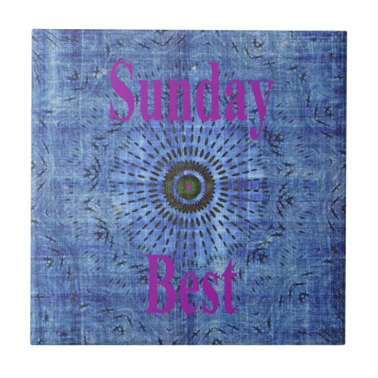 Elegant Blauw denim motief vector print patroon ku Tegeltje (Voorkant)