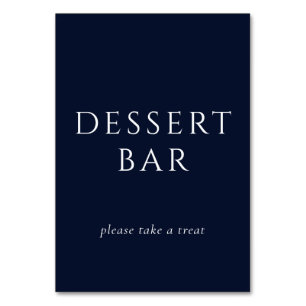 Elegant blauw dessertbar bord kaart