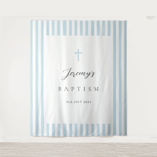 Elegant blauw doopsel wandkleed (Voorkant)