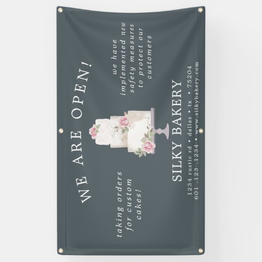 Elegant Blauw Drie Tier Cake Store Banner (Verticaal)