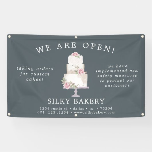 Elegant Blauw Drie Tier Cake Store Banner (Horizontaal)