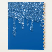 Elegant Blauw Druppelende Glitter Monogram Planner (Achterkant)