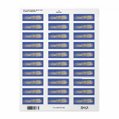Elegant Blauw Eenvoudig,Nep Gouden Kwaststreek Etiket (Full Sheet)