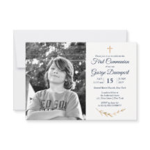 Elegant Blauw Eerste Communie aangepaste foto