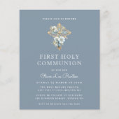 Elegant Blauw Eerste Communie Begroting Uitnodigin (Voorkant)